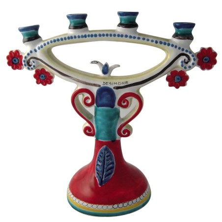 Candelabro dipinto a mano ceramiche siciliane de simone CAN335 Candelabro dipinto a mano ceramiche siciliane de simone CAN335